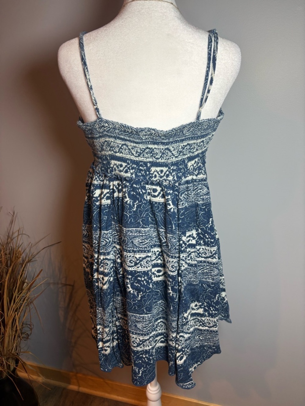 AE Blue Boho Print Dress Size M | Flowy Summer Mini - Picture 2 of 10